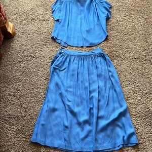 Vintage Vibrant Blue Midi Skirt and Top